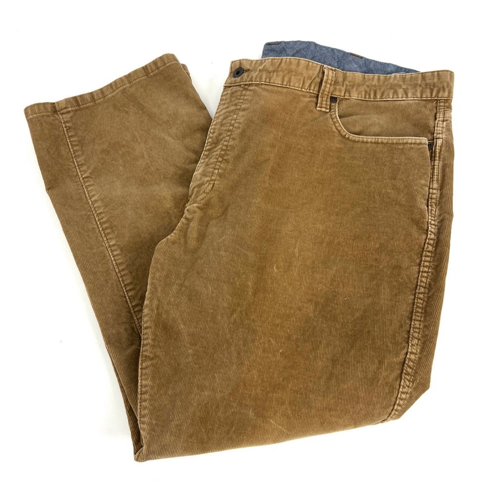 LL Bean Standard Fit Corduroy Pants Mens 44x29 Brown Stretch 502837